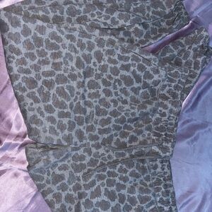 Gray Leopard Print low rise sweatpants